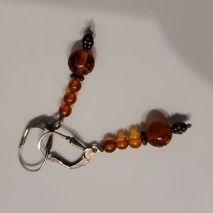 2/$15 -Sterling silver polish amber earrings